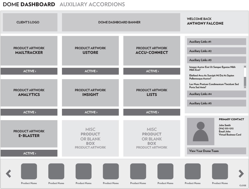 Dome Dashboard: Auxiliary Accordions